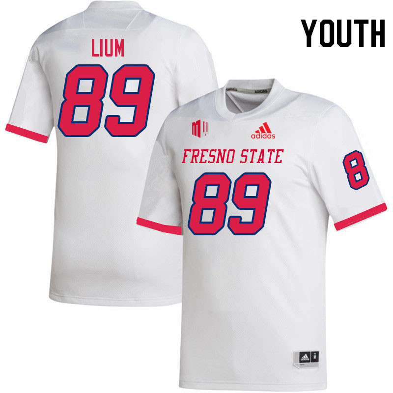 Youth #89 Brock Lium Fresno State Bulldogs College Football Jerseys Stitched Sale-White